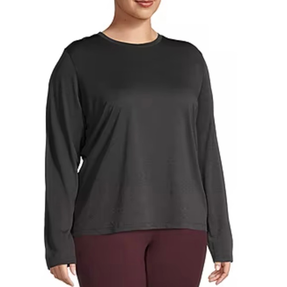 Xersion Women's Plus Size Black Crew Neck Long Sleeve T-Shirt Size 2X 3X - Picture 3 of 10